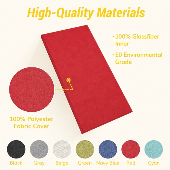 Norcho Large Fiberglass Acoustic Panels 39.4" x 19.7" x 1.6", Sound Proof Wall Panels, Sound Absorbing Acoustic Panels for Interior Wall Decor, Studio, Living Room, Theater, Red