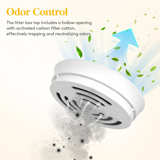 Cat Litter Box with Lid, Corner Cat Litter Box Enclosure, Hidden Cat Litter Box Plant, White
