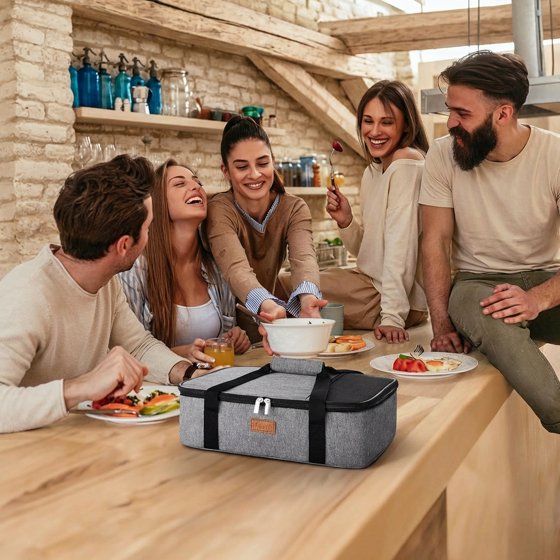 Norcho Insulated Single Decker Casserole Carrier, Lasagna Tote Bag for Hot or Cold Food, Fits 9" x 13" Baking Dish, Gray