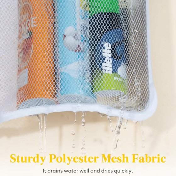 Norcho Mesh Shower Caddy, 7-Pocket Hanging Shower Organizer with Quick-Dry Mesh, Portable Bathroom Storage for Soap, Shampoo, and Toiletries, White, 2-Pack