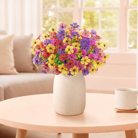 Norcho Outdoor Artificial Flowers, 24 Bundles Plastic Fake Daisy, Faux Plants for Spring/Summer Porch, Window Box, Vase, 4 Color Mix