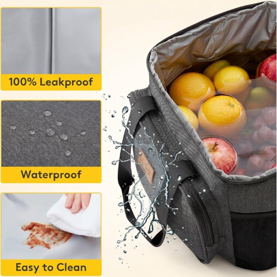 Norcho Large Insulated Lunch Bag Soft Cooler Tote for Adults, Dark Gray 40-Can 24L