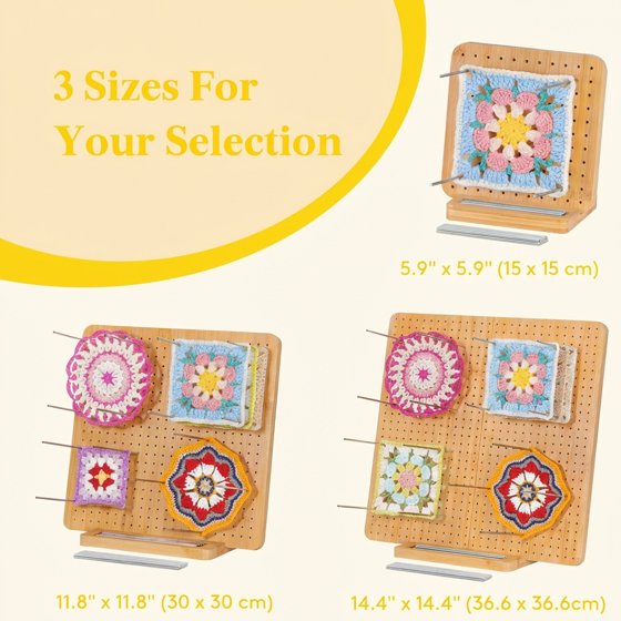 Norcho 5.9" Bamboo Crochet Blocking Board with 10 Pegs, Granny Square Mats for Knitting and Crocheting Projects (5.0) | 1 rating