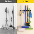 Norcho Wall Mount Mop Broom Holder, Anti-Slip Hanger 5 Slots 6 Hooks Holds 30lbs, Garage Closet Kitchen, Black 2 Pack