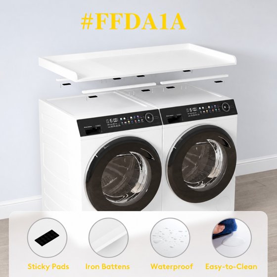 Norcho Washer Dryer Countertop with Edge Rails, Melamine Laundry Room Organizer Shelf, Storage Surface for Washer and Dryer Top, Laundry Organization Countertop for Utility Room