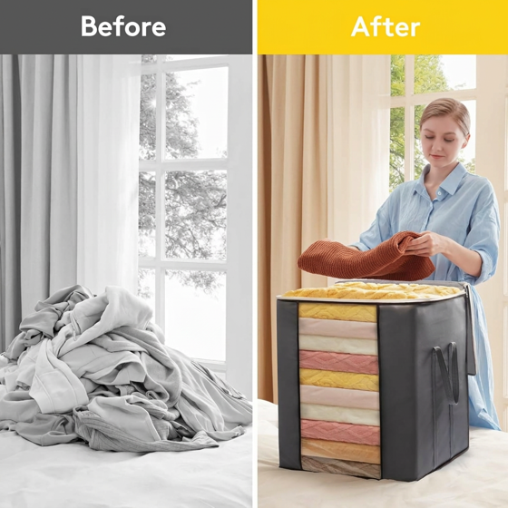 Norcho 120L Extra Large Blanket Storage Bags, Foldable Comforter Storage with Reinforced Handles, 3-Pack