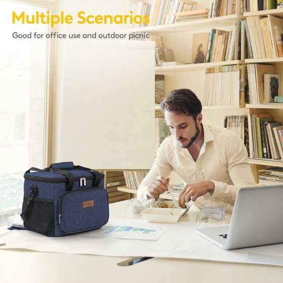 Norcho Large Insulated Lunch Bag Soft Cooler Tote for Adults, Dark Blue 24-Can 16L