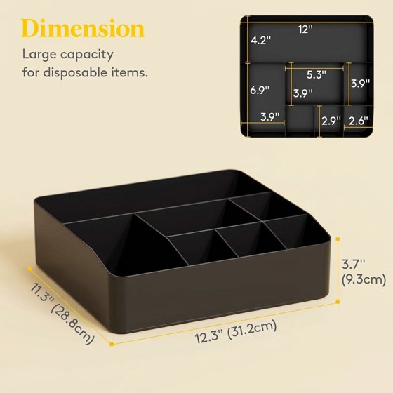 Norcho Paper Plate Organizer and Plastic Silverware Caddy for Kitchen Countertop, 7-Compartment Utensil Holder and Cutlery Dispenser Box