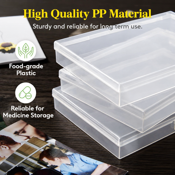 Norcho 4x6 Photo Storage Box, 18 Inner Photo Cases with Lids, Clear Plastic Photo Organizer with Label Stickers for Photos, Seeds, Stickers, Cards, Pictures, Stamps & Office Supplies