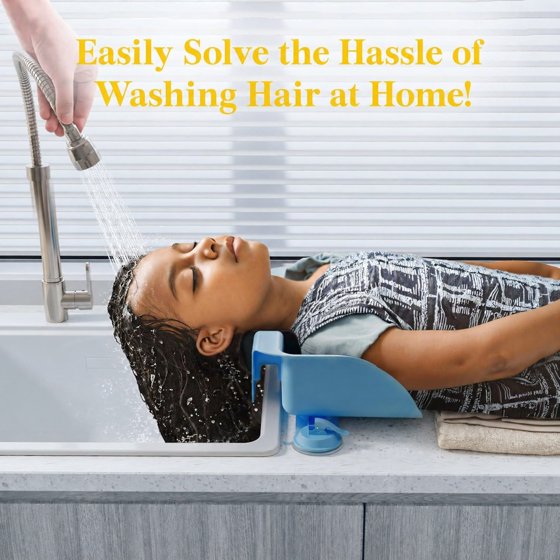 Hair Wash Basin for Kids, Portable Shampoo Bowl, Hair Washing Tray for Sink at Home, Hair Washing Station, Ocean Blue