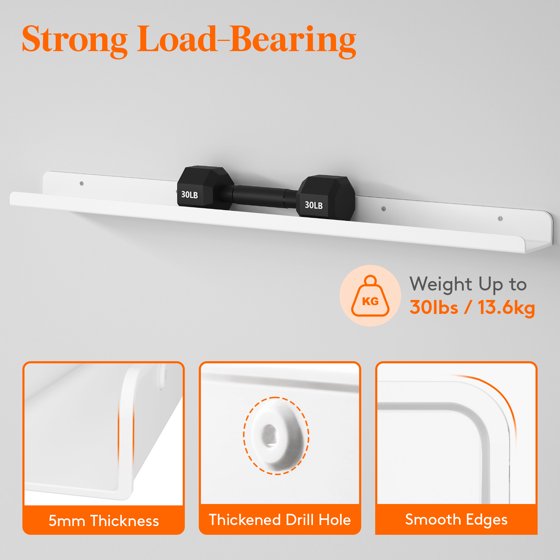 Floating Nursery Book Shelves for Wall Set of 2, 36 Inch White Long Kids Bookshelf, Kids Room Bedroom Study Storage Display Organizer Decor, Mother’s Day Gift Idea