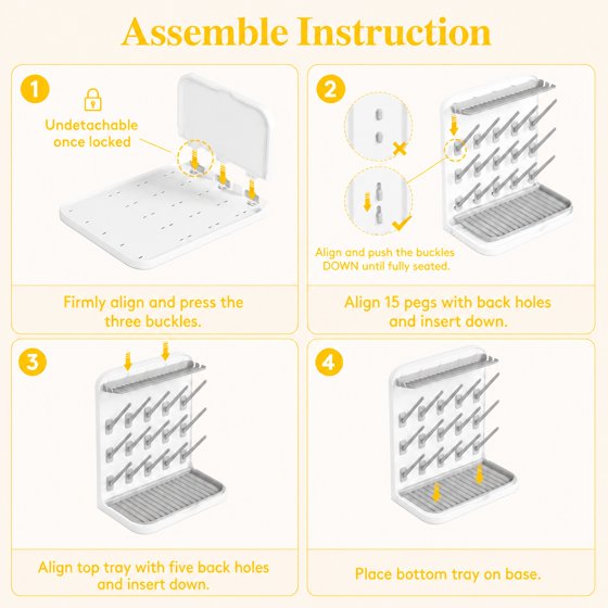Norcho Large Baby Bottle Drying Rack with 15 Hooks, Newborn Essentials Countertop Organizer, Rack Dryer for Bottles, Pacifiers & Pump Parts