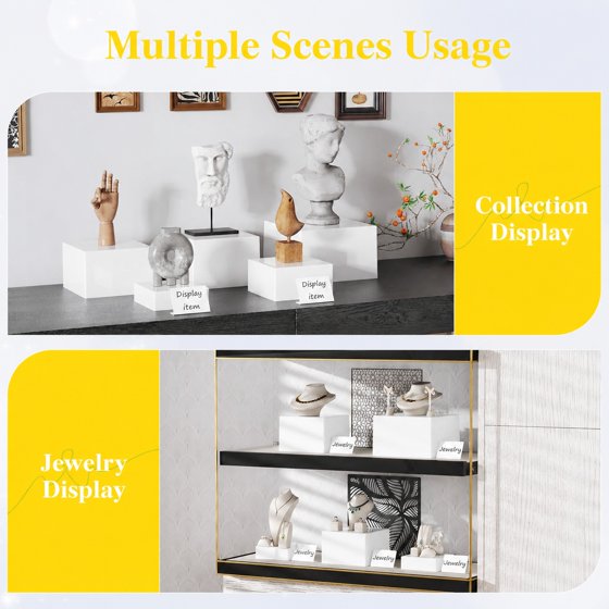 Norcho Plastic Buffet Risers Set of 5, White Food Display Stands for Buffet Table, 6",6",7.8",8.3",10" Nesting Cube Dessert Cake Holders for Party, Jewelry and Collectibles Display