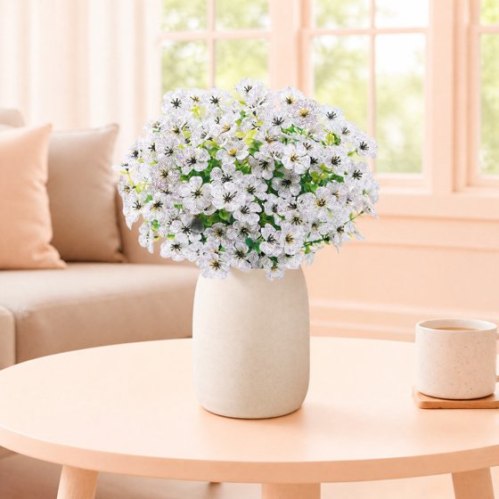 Norcho Outdoor Artificial Flowers, 24 Bundles Plastic Fake Daisy, Faux Plants for Spring/Summer Porch, Window Box, Vase, White