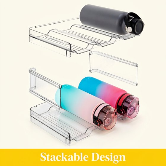 Norcho 2 Tier Stackable Water Bottle Organizer, Cabinet Plastic Holder Fits 6 Bottles 3.8" Dia, Pantry Countertop Cupboard