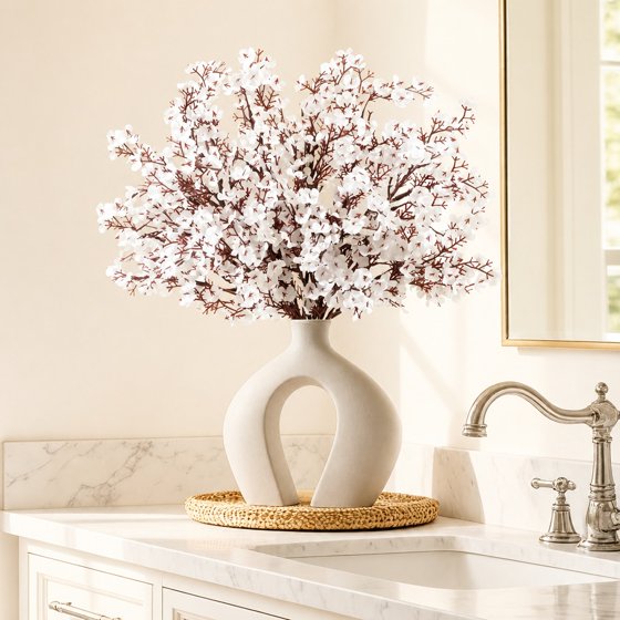 Norcho Baby’s Breath Artificial Flowers, Silk Gypsophila Faux Stems for Wedding Bouquets, Home Decor, Centerpieces, DIY, Farmhouse/Party, White, 6 Bundles
