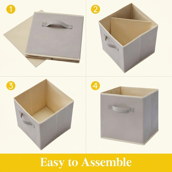 Norcho 11" Foldable Fabric Storage Cubes with Handles, Decorative Baskets for Shelves Closet 18L, Light Gray 6 Pack