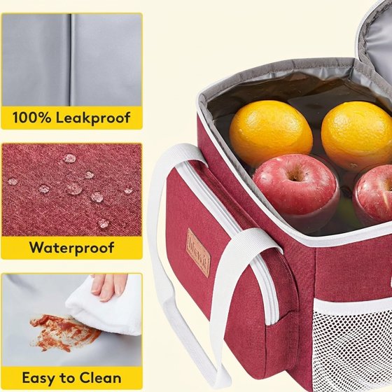 Norcho Insulated Lunch Bag Soft Cooler Tote for Adults, White Red 12-Can 9L