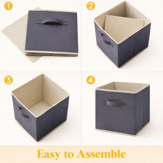 Norcho Foldable Fabric Storage Cubes with Handles, Decorative Closet & Shelf Storage Bins, 11 Inch, Gray, 6-Pack