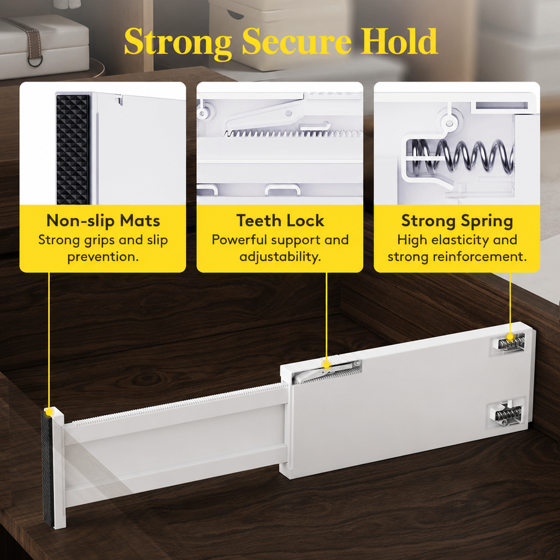 Norcho 5 Pack 4" High Drawer Dividers, 11–17 inch Adjustable Drawer Organizer, Expandable Drawer Separator for Clothes, Utensils, Dresser, Kitchen, Bedroom & Office Storage Organization