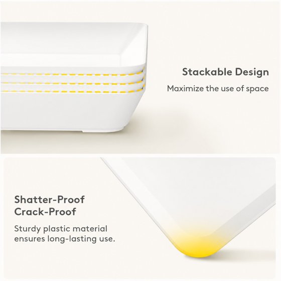 Norcho Serving Tray Set, 15" x 10" White Serving Platters for Party Supplies, 4 Pack Reusable Food Trays for Veggies, Snacks, Fruit, Cookies, Desserts, Kitchen & Pantry Organization