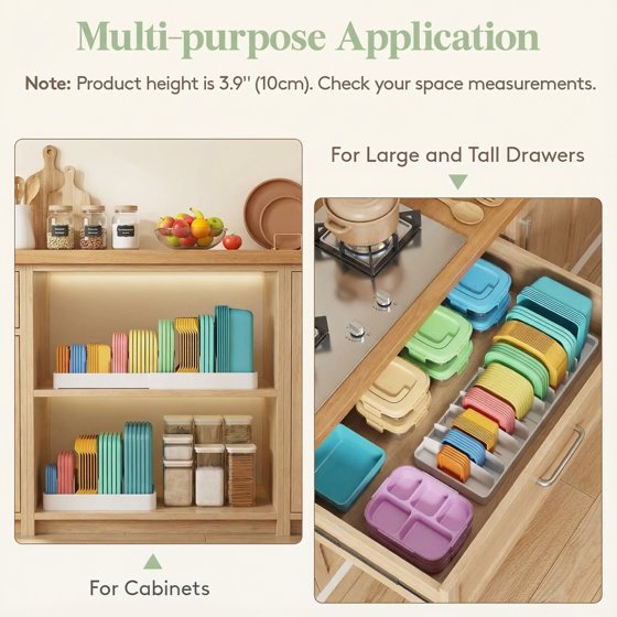 Norcho Lid Organizer for Plastic Lids, Large Food Container Lid Organizer, Lid Storage Organizer for Cabinet