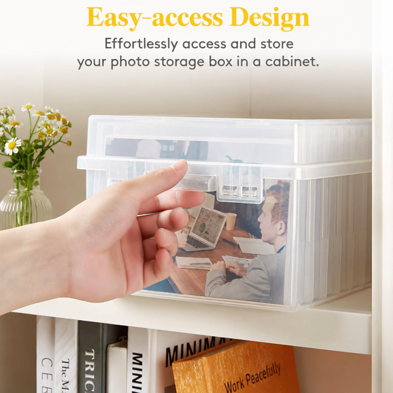 Norcho Photo Storage Set with 9 pcs 5" x 7" Inner Photo Boxes & 11 x 8.5 inch Transport Case, Craft Organizer for Seeds, Cards, Pictures, Office Supplies with Label Stickers