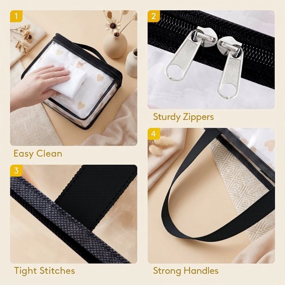 Norcho Clear Clothes Storage Bags, 4 Pack 40L Vinyl Blanket Storage Containers with Zipper, Foldable Closet Organizer for Bedding, Duvet, Comforter