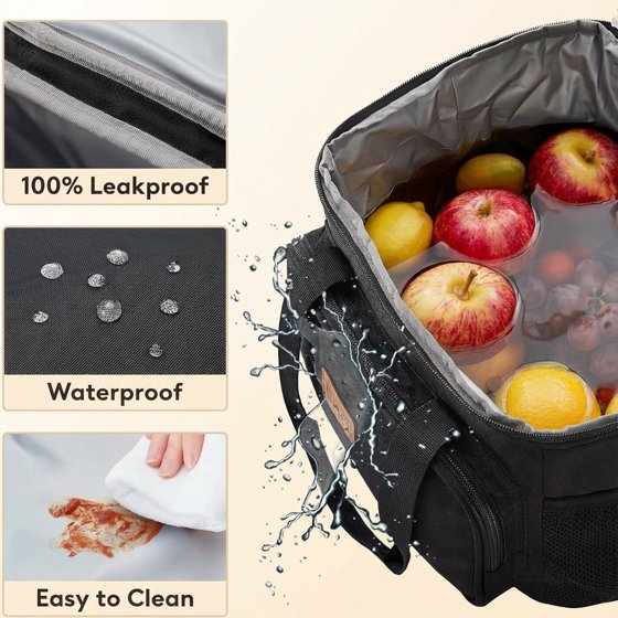 Norcho Large Insulated Lunch Bag Cooler Tote for Adults, Soft Lunch Box for Men and Women, 24-Can (16L), Black