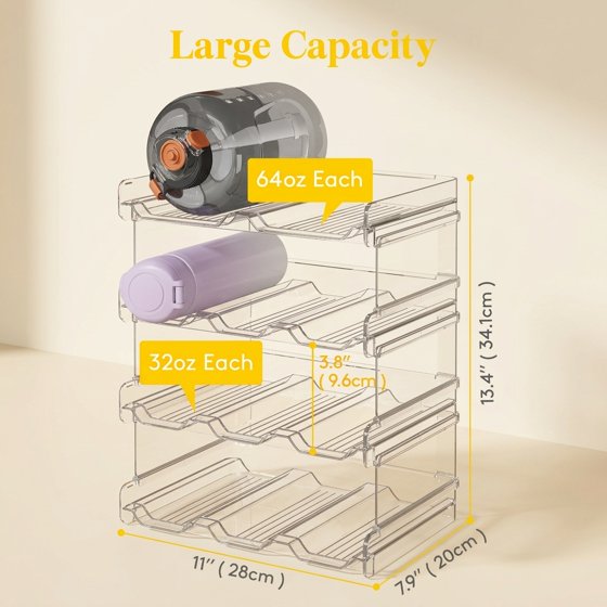 Norcho Stackable Water Bottle Organizer Cabinet, Extra Large Holder for 11 Bottles, Pantry Fridge Wine Rack Storage