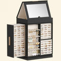 360° Rotating Jewelry Box with Mirror, Top Magnetic Storage Box Jewelry Organizer Case for Rings, Necklaces, Earrings, Bracelets, Mother’s Day Gift Idea, Black