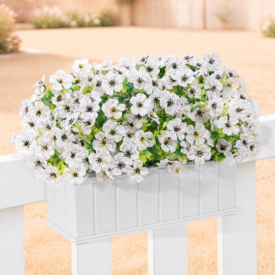 Norcho Outdoor Artificial Flowers, 12 Bundles Plastic Fake Daisy, Faux Plants for Spring/Summer Porch, Window Box, Vase, White