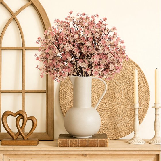 Norcho Baby’s Breath Artificial Flowers, 10 Bundles Silk Gypsophila Faux Stems for Wedding Bouquets, Home Decor, Centerpieces, DIY, Farmhouse/Party, Beige Brown