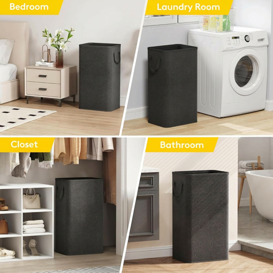 Norcho 100L Tall Collapsible Laundry Hamper with Handles, Foldable Portable Clothes Basket for Dorm Bathroom, Black