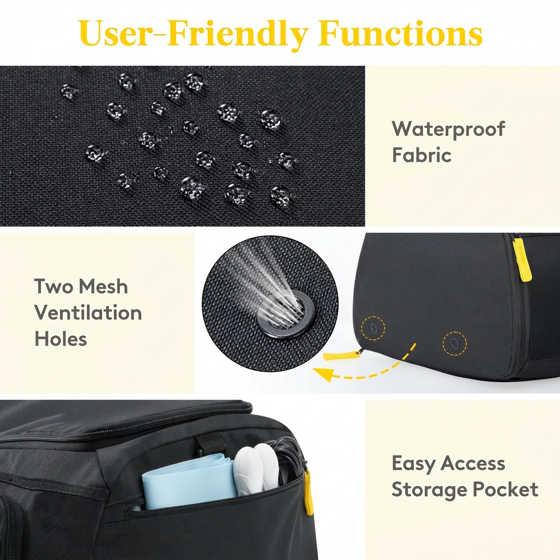 Norcho 40L Gym Duffel Bag with Shoe Pocket, 3-in-1 Waterproof Travel Weekender Backpack Dry Wet Separation, Black