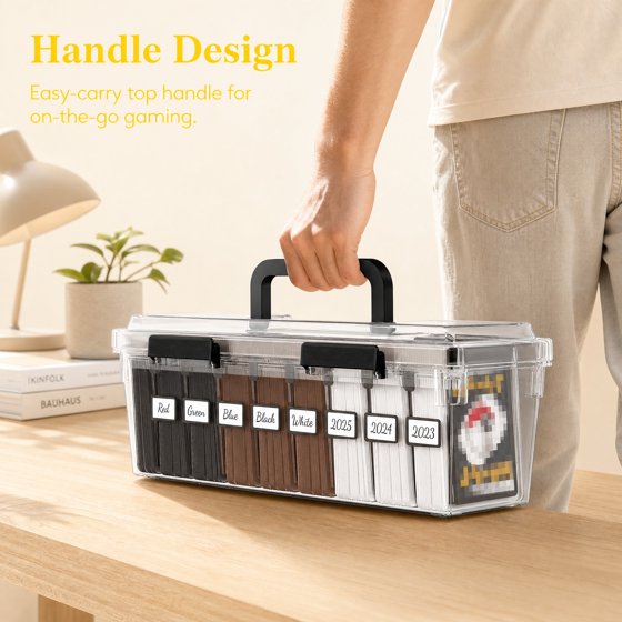 Norcho Trading Card Storage Box for Toploader, Stackable Reinforced Latch Case with 8 Adjustable Dividers, Writable Labels, Organizer for MTG TCG Sports Baseball Cards, 2 Pack