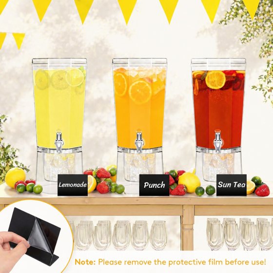 Norcho 1.7 Gallon Drink Dispenser with Stand, 6L Clear Beverage Dispenser with Spigot for Parties, Plastic Juice Container for Tea, Soda, Lemonade, Water & Mimosa Bar