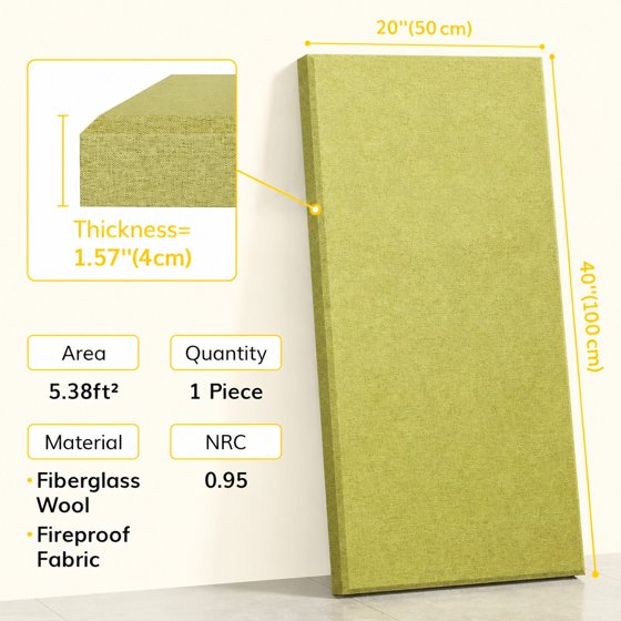 Norcho Large Fiberglass Acoustic Panels 39.4" x 19.7" x 1.6", Sound Proof Wall Panels, Sound Absorbing Acoustic Panels for Interior Wall Decor, Studio, Living Room, Theater, Olive Green