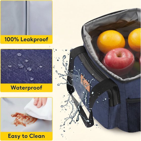 Norcho Insulated Lunch Bag Soft Cooler Tote for Adults, Dark Blue 12-Can 9L