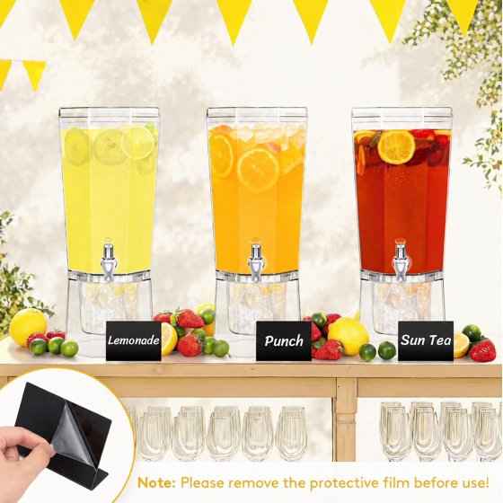 Norcho 1.7 Gallon Drink Dispenser with Stand 2-Pack, 6L Clear Beverage Dispenser with Spigot for Parties, Plastic Juice Container for Tea, Soda, Lemonade, Water & Mimosa Bar