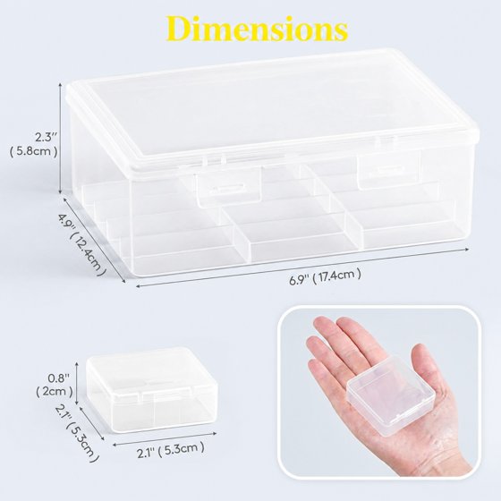 Norcho Small Bead Organizer Case, Clear Plastic Craft Storage Boxes with Hinged Lids, Anti-Tipping Divided Base and Labels for Jewelry, Beads, Diamonds, Seeds and Screws Storage