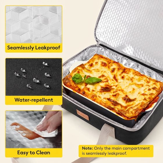 Norcho Insulated Double Decker Casserole Carrier, Expandable Lasagna Tote Bag for Hot or Cold Food, Fits 9" x 13" Baking Dish, Black-Geometric