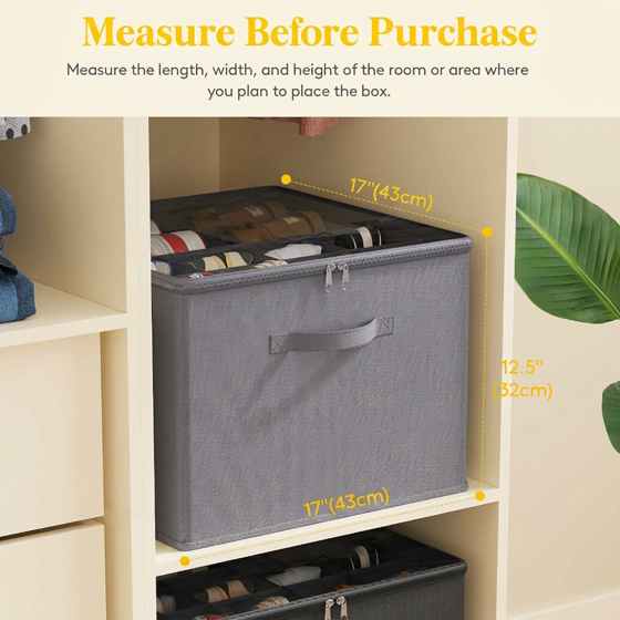 Norcho Shoe Storage Organizer for Closet, Large Fabric Box with Clear Cover, Foldable, Fits 12-16 Pairs Boots/Heels/Sneakers, 1 Pack Gray