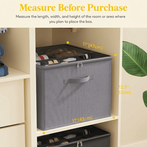 Norcho Closet Shoe Storage, 3 Large Fabric Boxes with Clear Covers, Foldable, Fits 36-48 Pairs (12-16 Each) Boots/Heels/Sneakers, Gray