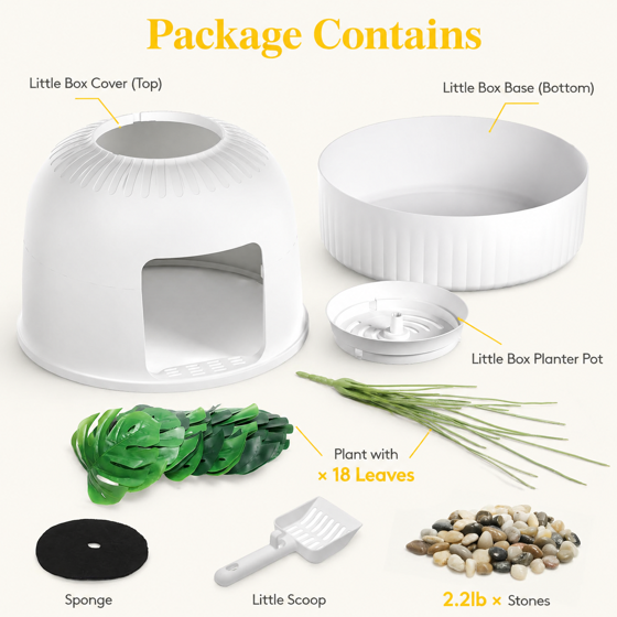 Cat Litter Box with Lid, Corner Cat Litter Box Enclosure, Hidden Cat Litter Box Plant, White