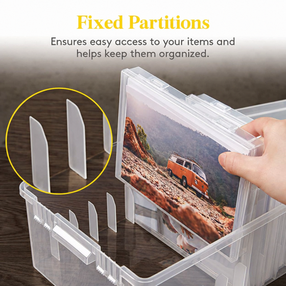 Norcho Photo Storage Set with 9 pcs 5" x 7" Inner Photo Boxes & 11 x 8.5 inch Transport Case, Craft Organizer for Seeds, Cards, Pictures, Office Supplies with Label Stickers