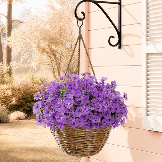 Norcho Outdoor Artificial Flowers, 12 Bundles Plastic Fake Daisy, Faux Plants for Spring/Summer Porch, Window Box, Vase, Purple