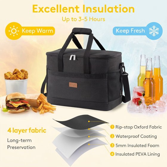 Norcho Collapsible Insulated Cooler Bag 30-60 Cans, Leakproof Portable Soft Tote for Camping BBQ Outdoor