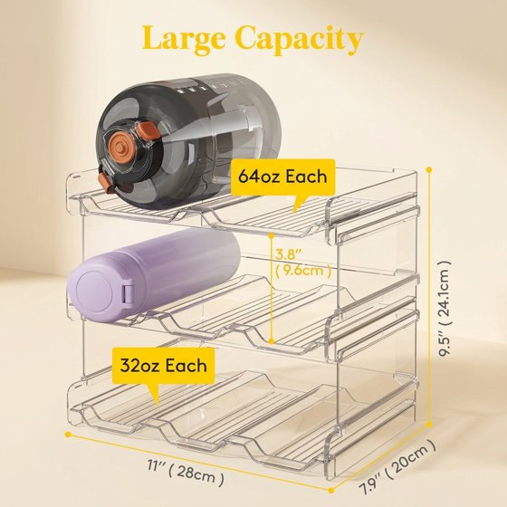 Norcho Stackable Water Bottle Organizer Cabinet, Extra Large Holder for 8 Bottles, Pantry Fridge Wine Rack Storage