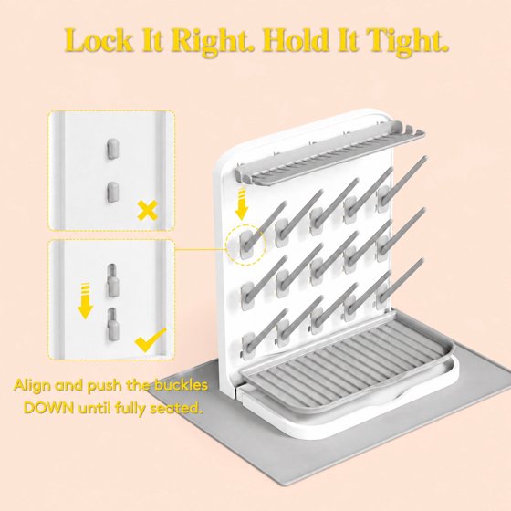 Norcho Large Baby Bottle Drying Rack with Drain Mat & 15 Hooks, Newborn Essentials Countertop Organizer, Rack Dryer for Bottles, Pacifiers & Pump Parts
